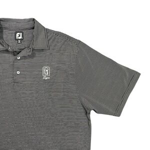 FootJoy Men Large Black White Stripe TPC Sawgrass Golf ProDry Stretch Polo Shirt